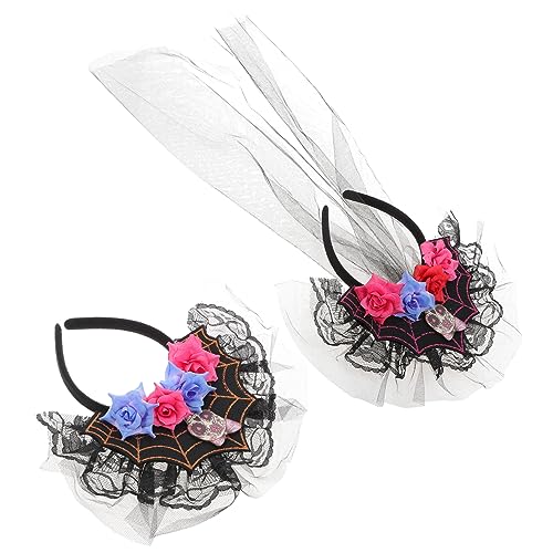 Vaguelly 2stücke Halloween Haarschmuck Mit Spitzengitter Und Totenkopfblumen Frauen Und Mädchen Für Feste Und Kostümpartys von Vaguelly