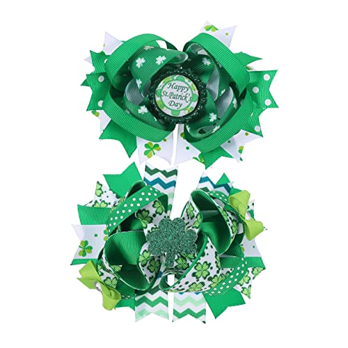 Vaguelly 2stücke Kleeblatt Haarklammern Für Patrick's Day Lustige Haarspangen Mit Süßen Schleifen Für Mädchen Für Feiertags-outfits Und Partys von Vaguelly