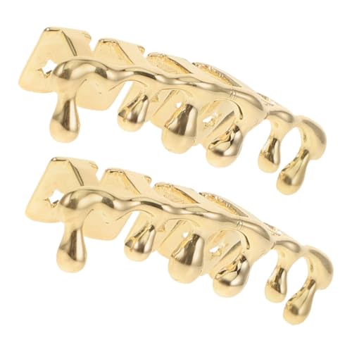 Vaguelly 2stücke Mundschmuck Mit Tropfendesign Aus Gold Unisex Für Untere Zähne Wiederverwendbar Für Partys Und Kostüme von Vaguelly
