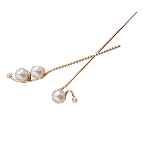 Vaguelly 2stücke Perlen-haarstäbchen-set Für Frauen Haarspangen Mit Perlen Für Hochzeiten Partys Und Alltag Stilvolle Haarschmuck-accessoires Für Verschiedene Frisuren von Vaguelly