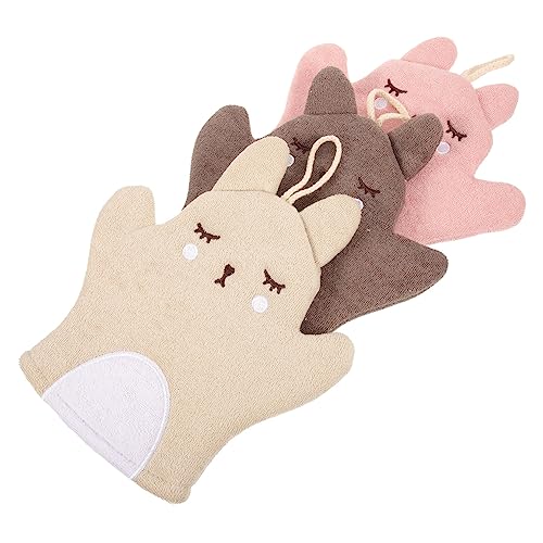 Vaguelly 3 Stück Badetuch exfoliating glove exfoliate gloves badezimmer-zubehör Badehandschuh für Exfoliating Badehandschuhe wiederverwendbar Haut Duschzubehör Badhandschuhe Handtuch von Vaguelly
