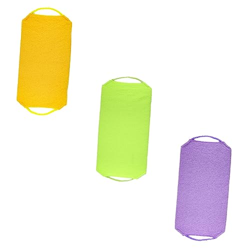 Vaguelly 3 Stück Doppelseitiger Peeling Badetuch mit Aufhängeschlaufe Exfolierendes Stark Reinigendes Duschhandtuch für Sanfte Hautpflege Schnell Trocknend für Zuhause und Reise von Vaguelly