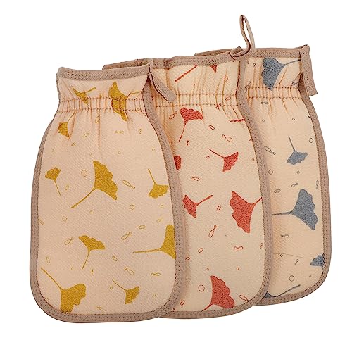 Vaguelly 3 Stück Dreiteiliges Badetuchset Peeling-handtuch Für Die Dusche Körperwäscher Handschuhe Haut Peeling-waschhandschuh Handtücher Schrubben Zurück Reine Baumwolle Yellow von Vaguelly