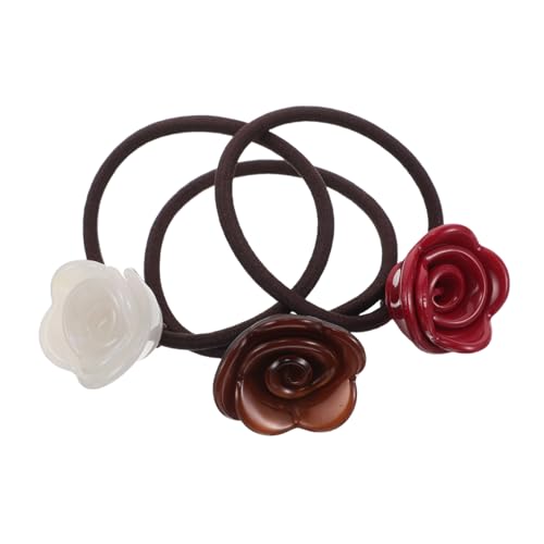 Vaguelly 3 Stück Elastische Haargummis mit Rosenblüten Charm Hochflexible Schonende Haarbänder für Frauen Dekorative Strapazierfähige Haargummis in Rot Creme Schokolade Für Dickes und Vaguelly 3 Stück Elastische Haargummis mit Rosenblüten Charm Hochflexible Schonende Haarbänder für Frauen Dekorative Strapazierfähige Haargummis in Rot Creme Schokolade Für Dickes und von Vaguelly