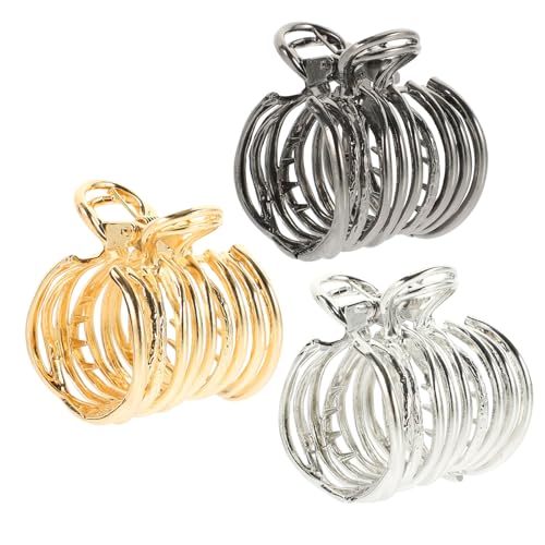 Vaguelly 3 Stück Hochsteckfrisur Haarklammern für Damen Eleganter Haarclip Gold Silber Schwarz Kleiner Haarkrallenclip für Stabiler Ponytail Holder für Alltag Sport und Festlichkeiten von Vaguelly