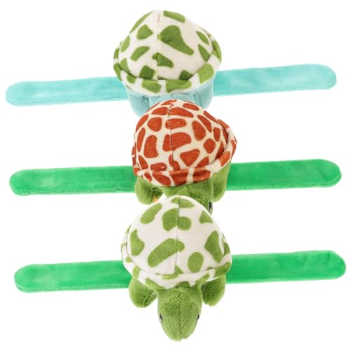 Vaguelly 3 Stück Plüsch Schildkröte Slap Armband Tierisches Handgelenkspielzeug für Kindergeburtstage und Partys Sicher und Bequem aus Gefertigt für Tier Themenfeiern von Vaguelly