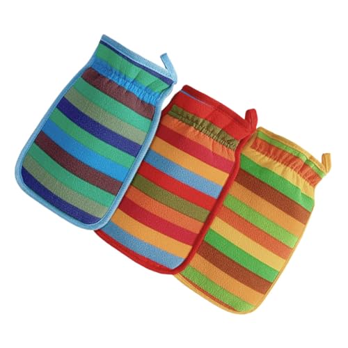 Vaguelly 3 Stück Schlammbadehandschuhe Handtücher Waschlappen Trockenbürsten Körperbürste Luffaschwamm Badeschwamm Mit Langem Griff Hautschrubber Make Up Schwamm Duschbürste Zum von Vaguelly