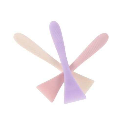 Vaguelly 3 Stück Silikon Gesichtsmaske Pinsel Flexibler Jelly-spatel Sanftes Hautpflege-tool Wiederverwendbar in Violett Weiß für Schlamm Gelmasken Einfache Reinigung von Vaguelly