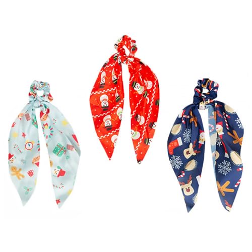 Vaguelly 3 Stück Teiliges Haarring mit Weihnachtsmuster Festliche Haarschleifen aus Langlebigem Glattem für Damen Weihnachtlicher Haarschmuck Schonend für Haare Geeignet für Party und von Vaguelly