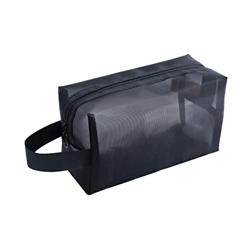 Vaguelly 3 Stück Teiliges Kosmetiktaschen aus Robustem Mesh mit Reißverschluss Tragbar in Groß Mittel und Klein Praktische Aufbewahrungstaschen für Damen und Reisen Schwarze Schminkbeutel von Vaguelly