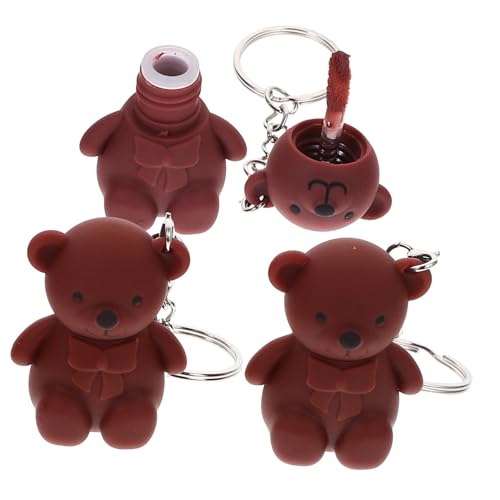 Vaguelly 3 Stück Teiliges Lippenstift-schlüsselanhänger Niedlichem Bärenmotiv Natürlicher Farbton Feuchtigkeitsspendend Glatte Textur Praktisches Make-up-zubehör für Damen Aller von Vaguelly