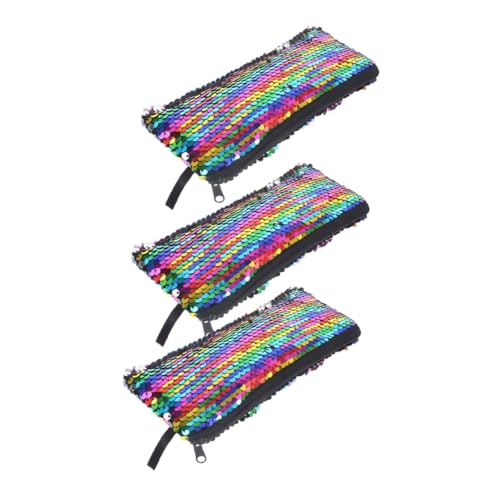 Vaguelly 3 Stück Teiliges Pailletten Kosmetiktäschchen Kompakt Robust Vielseitig für Lippenstift Bürsten Kabel als Schminktasche und Kulturbeutel für Damen und Reisen von Vaguelly