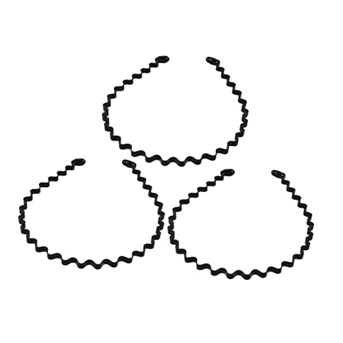 Vaguelly 3 Stück Teiliges Wellenförmiges Haarband Haarreifen Unisex Schwarz Einfaches Design für Männer Frauen Alltag und Freizeit von Vaguelly