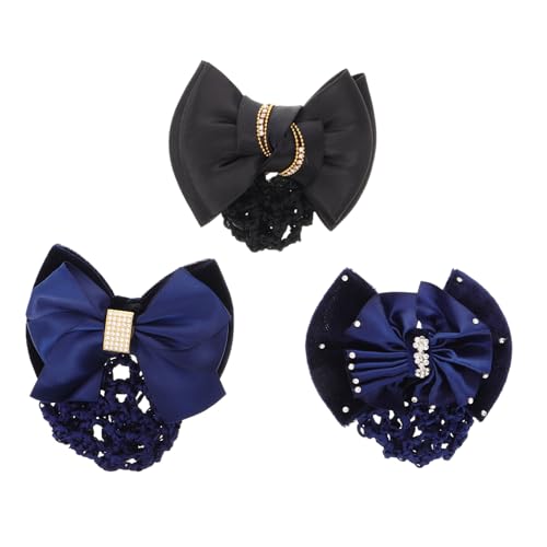 Vaguelly 3 Stücke Frauen Haarknoten Abdeckung Net Snood Haarnetz Bowknot Haarspange Haar Clip 3d Bogen Haarknoten Abdeckung Haar Zubehör Für Frauen Damen von Vaguelly