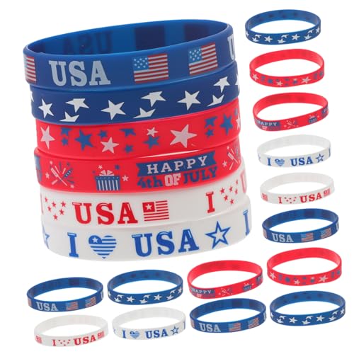 Vaguelly 36st Armband Zum Unabhängigkeitstag 4. Juli Schmuck Geschenke Für Die Schule Us-amerikanische Armbänder Usa-armband Vereinigte Staaten Kieselgel Europäisch Und Amerikanisch von Vaguelly