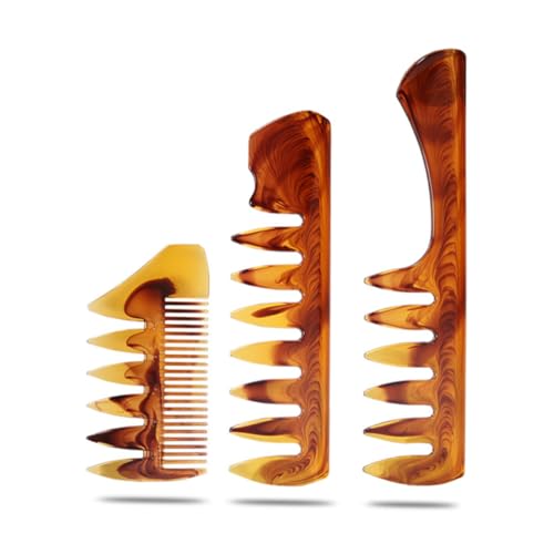 Vaguelly 3stücke Bernsteinfarbene Haarkämme Professionelle Gabelkämmen Für Männer Massagekämme Friseurzubehör Haarstyling-kämme Tragbar von Vaguelly