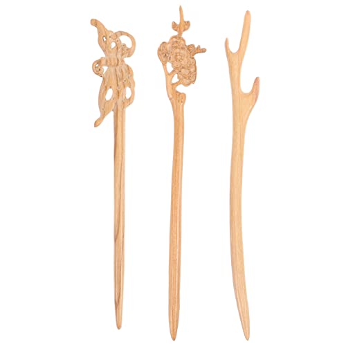 Vaguelly 3stücke Holz-haarstäbchen Für Damen Stilvolle Haarnadeln Aus Hochwertigem Holz Für Hochzeitsfrisuren Und Formelle Anlässe Vintage Haarschmuck Für Lange Haare von Vaguelly