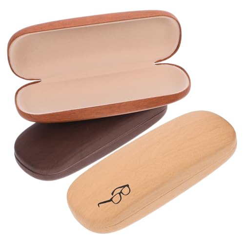Vaguelly 3stücke Holzmaserungs Brillenetui Tragbares Sonnenbrillen-etui Aus Pu-Material Mit Metallschutz Organizer Für Reisen Und Alltag Geeignet Für Männer Und Frauen von Vaguelly