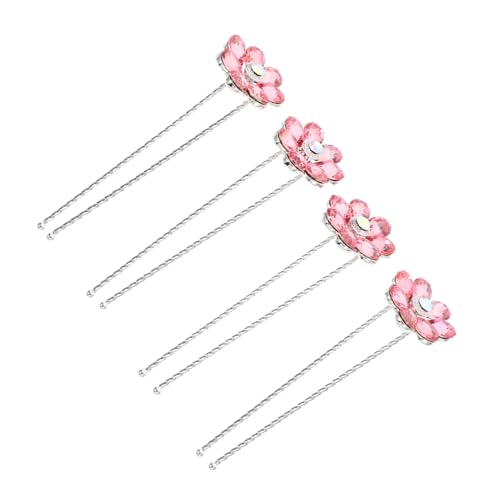 Vaguelly 4 Stck Teiliges U Förmige Haarnadeln mit Blumen und Funkelnden Strasssteinen Eleganter Brautschmuck für Damen und Mädchen Langlebig aus Vielseitig Kombinierbar für Verschiedene von Vaguelly