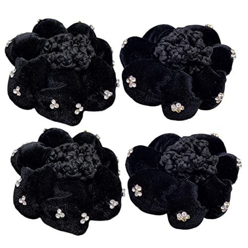 Vaguelly 4 Stück Ballett Haarknoten Netz Brötchen Haarnetz Haarnetze Ballett Haarnetz Bobby Damen Topper Haarknotennetz Haarnetz Für Ballett-dutt Abdeckung Geformt Stift Polyester Black von Vaguelly