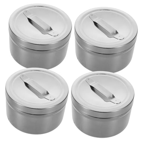 Vaguelly 4 Stück Edelstahl Wattestäbchen Aufbewahrungsbehälter mit Deckel Runde Wattepads Box Hygienischer Organizer für Kosmetikstudio Spa und Zuhause Langlebig und Leicht zu Reinigen von Vaguelly