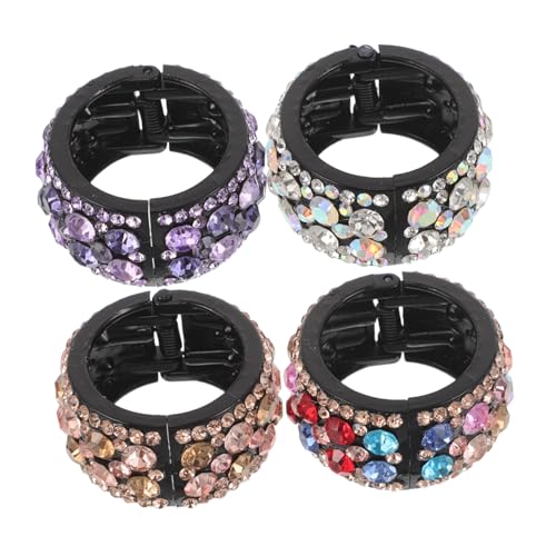 Vaguelly 4 Stück Haarspangen mit Strasssteinen Modische Haarklammern als Pferdeschwanzhalter für Frauen und Mädchen Vielseitige Haarschmuck-Accessoires für Pferdeschwanz Dutt und von Vaguelly