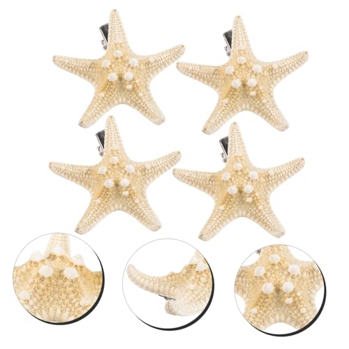 Vaguelly 4 Stück Handgefertigte Natürliche Fünf Punkte Seestern Haarklammern Haarspangen für Frauen Mädchen Geschenkidee Strand und Party Haarschmuck und Farben Zufällig von Vaguelly