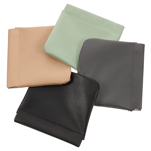 Vaguelly 4stücke Quetsch-Kosmetiktasche Aus Pu-Leder Kleine Make-up-Tasche Mit Magnetverschluss Für Schminkartikel Reise-zubehör Geeignet Für Damen Als Geldbörsen-Alternative von Vaguelly