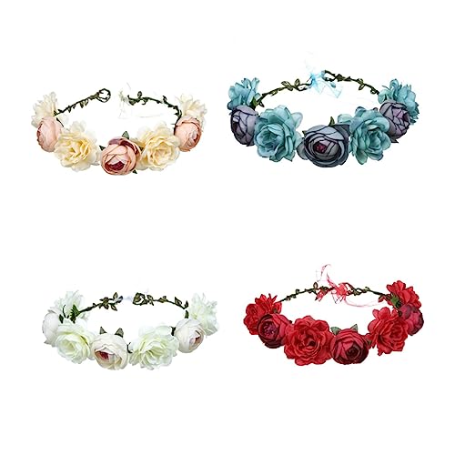 Vaguelly 4 Stück Künstliche Blumenkrone für Hochzeiten Teiliges Set mit Roten Blauen Champagnerfarbenen und Weißen Rosen Haarband für Braut Damen und Fotorequisiten Vaguelly 4 Stück Künstliche Blumenkrone für Hochzeiten Teiliges Set mit Roten Blauen Champagnerfarbenen und Weißen Rosen Haarband für Braut Damen und Fotorequisiten von Vaguelly