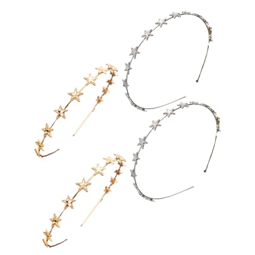 Vaguelly 4stücke Fünfzackige Stern Stirnbänder Dekorative Frau Legierung Haarbänder Für Mädchen Bräute Party Weihnachts Karneval Cosplay von Vaguelly