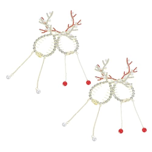 Vaguelly 4 Stück Rentiergeweih Haarhalter Rentier Pferdeschwanz Dutt Clip Rentier Haarspangen Damen Dekorative Haarkralle Für Weihnachten Krallenclips Hirschgeweih von Vaguelly