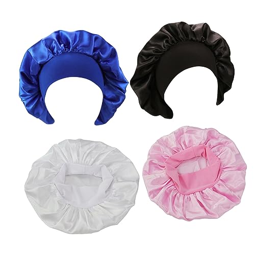 Vaguelly 4stücke Satin Schlafhaube Für Frauen Elastisch Für Nacht Zum Schlafen Make-up-mütze Beauty-mütze Mit Genügend Raum Angenehm Zu Tragen von Vaguelly
