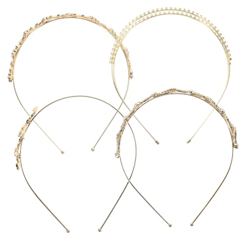 Vaguelly 4 Stück Teiliges Braut Haarband mit Funkelnden Strasssteinen Zartes Doppellagiges Stirnband Eleganter Kopfschmuck für Mädchen und Frauen für Hochzeit Party und Festliche Anlässe von Vaguelly