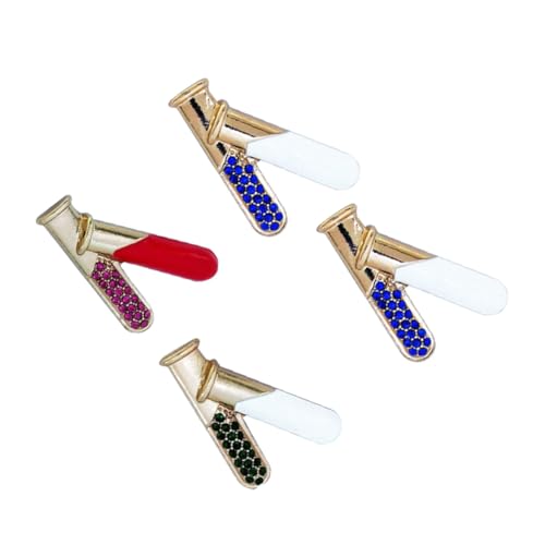 Vaguelly 4 Stück Teiliges Chemisches Experimentier broschen Metalllegierung Funkelnden Strasssteinen Kreatives Becherglas design Modische Anstecknadeln für Damen und Herren Zufällige Farbe von Vaguelly