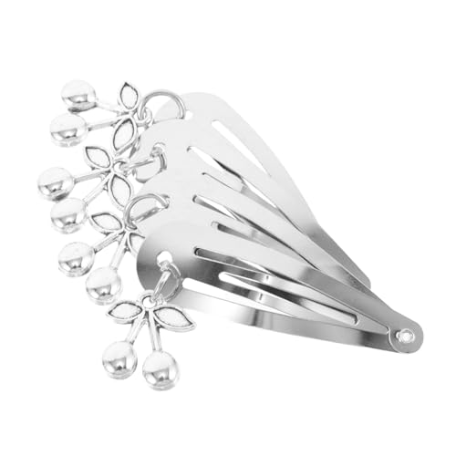 Vaguelly 4 Stück Teiliges Cherry Haarklammern Metall Haarspangen mit Kirschenanhänger Punk Stil für Frauen Mädchen Sichere Snap Clips für Partys Festivals Alltag von Vaguelly