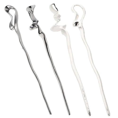 Vaguelly 4 Stück Teiliges Geometrische Haarnadeln aus Chinesische Haarstäbchen mit Glatter Oberfläche Geeignet für Mitteldickes Langes Haar Vielseitig für Dutt und Locken Stilvolles Damen von Vaguelly