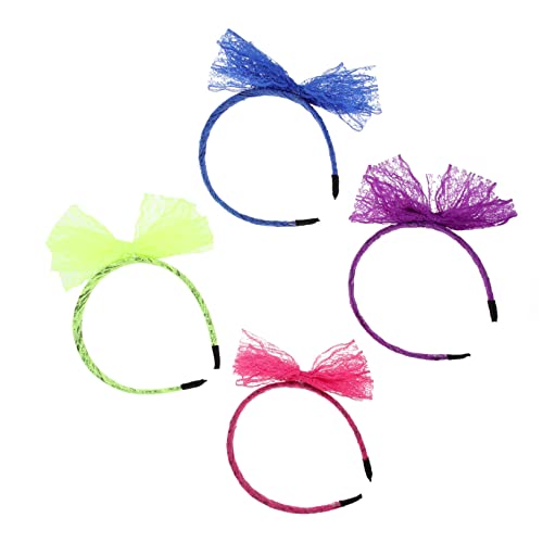 Vaguelly 4 Stück Teiliges Großes Spitzen Schleifen Haarband Farbenfrohes Party Stirnband für Mädchen und Damen Leichter Langlebiger Haarschmuck für Fotos und Festliche Anlässe von Vaguelly