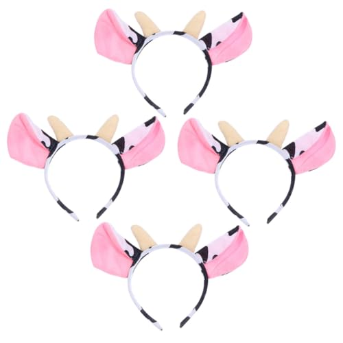 Vaguelly 4 Stück Teiliges Haarband mit Kreativen Kuh Ohren Flauschiges Party Haaraccessoire für Kostüm Halloween Karneval Geeignet für Erwachsene von Vaguelly