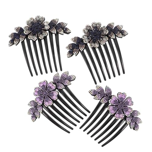 Vaguelly 4 Stück Teiliges Haarkämme mit Funkelnden Blumen-strasssteinen Stilvolle Haarspangen für Frauen und Mädchen Vielseitiges Brautschmuck-accessoire für Hochzeiten Partys und Festliche von Vaguelly