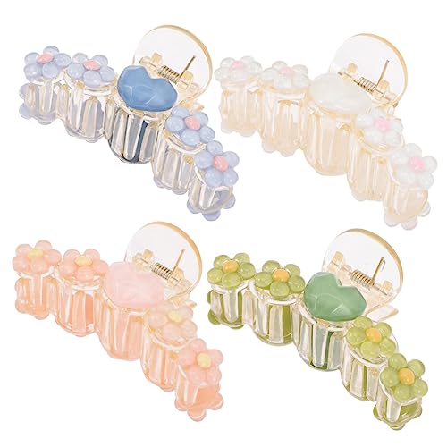 Vaguelly 4 Stück Teiliges Haarklammern mit Blumenherz Design Zarte Haarspangen für Damen Haarschmuck Clips zum Feststecken Vielseitig für Alltag Party und Styling von Vaguelly