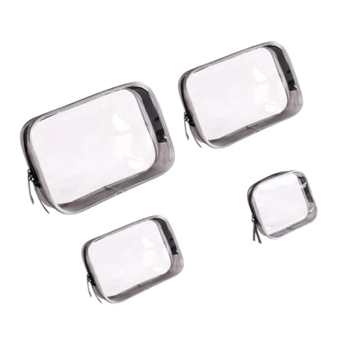 Vaguelly 4 Stück Teiliges PVC Kulturbeutel Transparent Kosmetiktasche mit Reißverschluss Große Kapazität Tragbar für Reisen und Toilettenartikel Organizer von Vaguelly