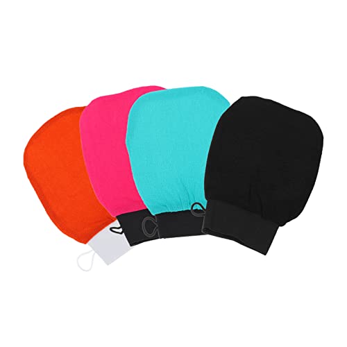 Vaguelly 4 Stück Teiliges Peeling Handschuhe für Dusche Hautfreundliche Reinigungshandschuhe Weiche Peeling Badetücher zur Tiefen Hautreinigung und Sanften Entfernung Zufällige Farbe von Vaguelly