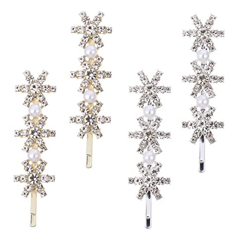 Vaguelly 4 Stück Teiliges Schneeflocken Haarspangen aus Metall mit Funkelnden Strasssteinen Haarnadeln für Damen Festlicher Haarschmuck zu Weihnachten und Winterpartys von Vaguelly