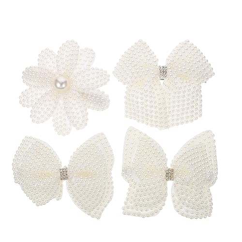 Vaguelly 4 Stück Teiliges Set Perlen Haarspangen mit Blumenrhinestones Große Alligator Haarklammern für Damen Leicht Kopfschonend Vielseitig für Langes und Kurzes Haar bei Festen und von Vaguelly