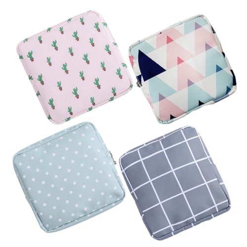 Vaguelly 4 Stück Teiliges Tragbare Hygienebeutel aus Baumwolle Wiederverwendbare Damenbinden und Tampon Aufbewahrungstasche Robust Vielseitig für Kosmetik Schmuck Geldbörse und Kleine von Vaguelly