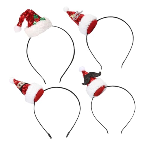 Vaguelly 4 Stück Teiliges Weihnachts Party Haarreif Rot Niedliches Cartoon Design Sichere und Ungiftige Materialien Kostüm Accessoires für Erwachsene für Weihnachtsfeiern und Maskerade von Vaguelly