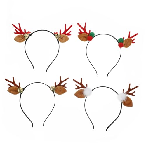 Vaguelly 4 Stück Teiliges Weihnachtsgeweih Stirnband Haarschmuck Antler Haarreif für Erwachsene Flexibles Langlebiges Xmas Kopfschmuck für Party Cosplay und Festtagsdekoration von Vaguelly