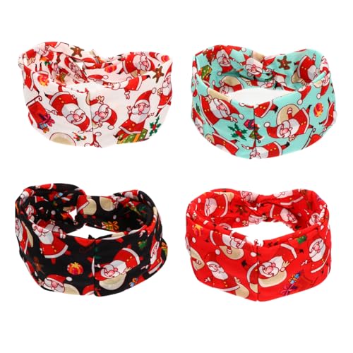 Vaguelly 4 Stück Weihnachts Haarbänder mit Glocken und Rentier Elastische Sport Stirnbänder für Damen und Herren für Fitness Yoga und Festliche Anlässe von Vaguelly