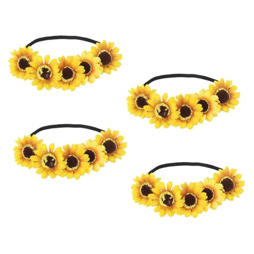 Vaguelly 4 Stücke Teiliges Sonnenblumen-haarband Elastisch Realistisch aus Langlebigem Material Bequemes Blumenkranz Haarreif für Halloween Weihnachten Party Cosplay Festliche Accessoires von Vaguelly