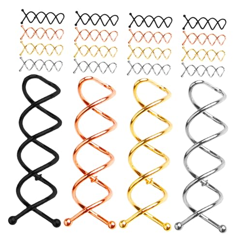 Vaguelly 40 Stück Spiral Haarnadeln Metall Haarklammern mit Abgerundeten Spitzen Spiral Bun Pins für Frauen und Mädchen Schonender Griff Ziepen Leichte Tragbare Drehfrisuren Clips in von Vaguelly
